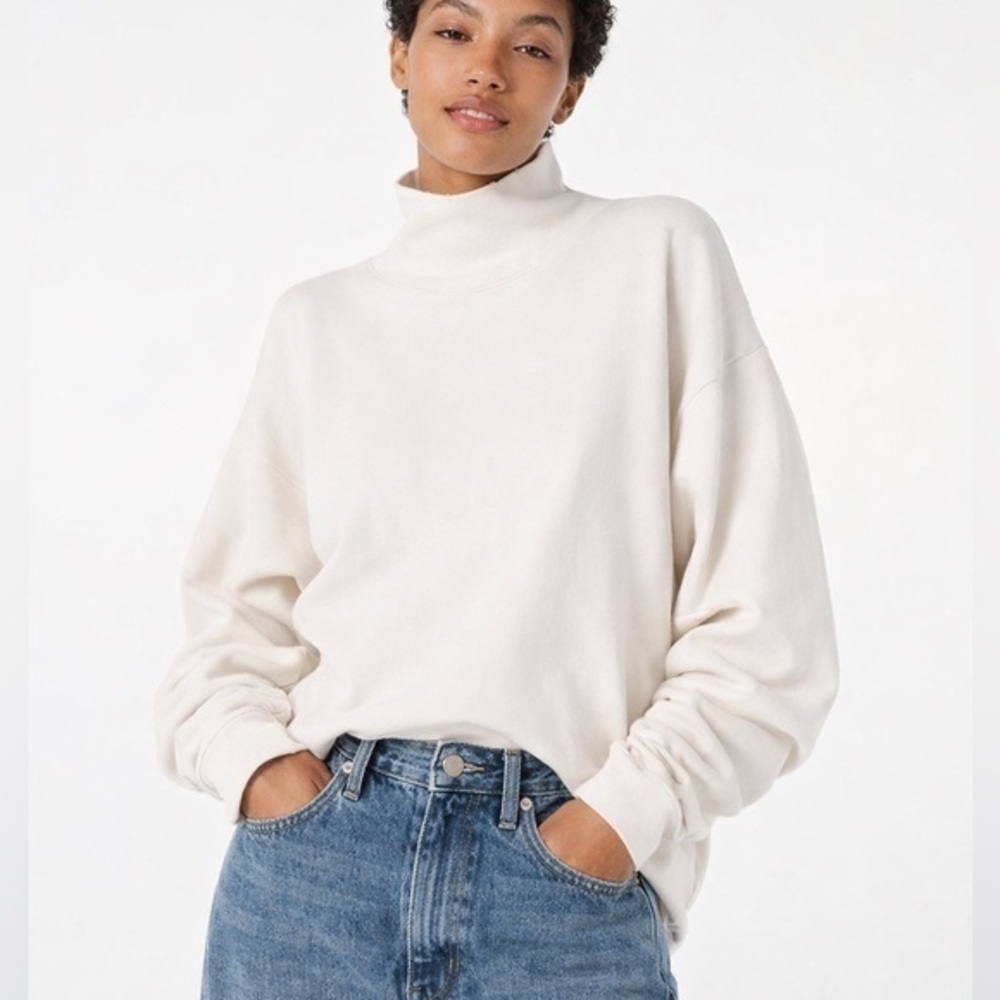 FRAME vintage white funnel neck sweater